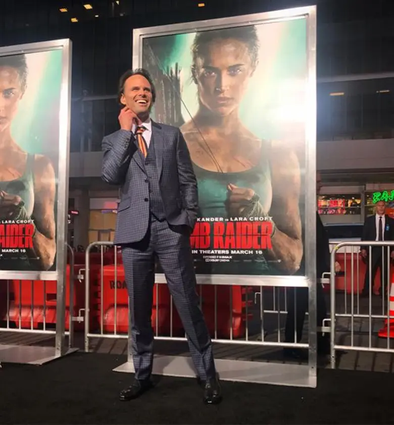 อลิเซีย วิกันเดอร์ พร้อมนักแสดงและผู้กำกับ ร่วมงานเปิดตัวภาพยนตร์ Tomb Raider ที่ลอสแอนเจลิส สหรัฐอเมริกา