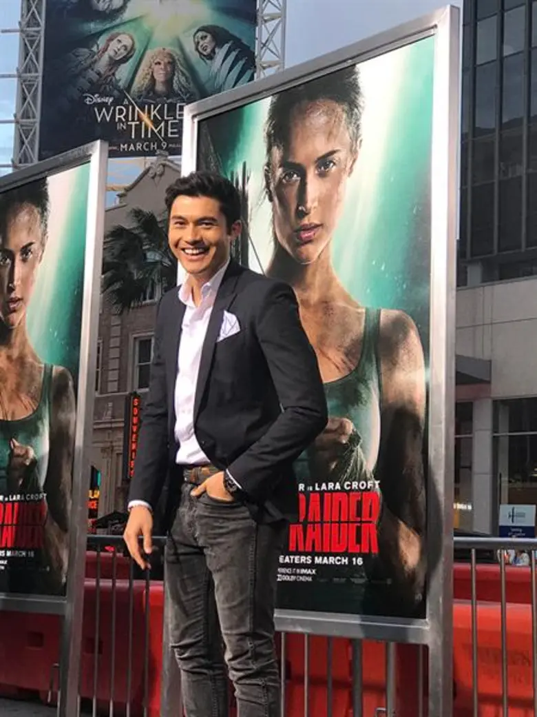อลิเซีย วิกันเดอร์ พร้อมนักแสดงและผู้กำกับ ร่วมงานเปิดตัวภาพยนตร์ Tomb Raider ที่ลอสแอนเจลิส สหรัฐอเมริกา