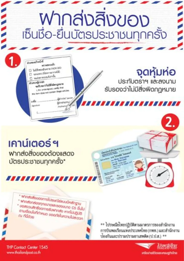 ไปรษณีย์ไทย ประกาศแจ้ง 8 เมษาฯ ส่งไปรษณีย์ต้องแสดงบัตรประชาชน