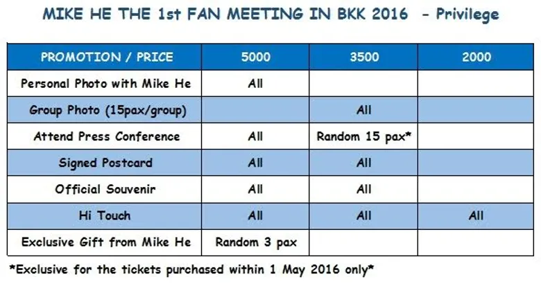 Mike He ขอปลุกกระแสซีรียส์ไต้หวัน ประกาศจัดงานแฟนมีตติ้งครั้งแรกอย่างเป็นทางการที่ไทย "MIKE HE The 1st Fan Meeting in Bangkok 2016 " งานแฟนมีตติ้งที่รับประกันความฟินแถมได้ทำบุญร่วมกัน