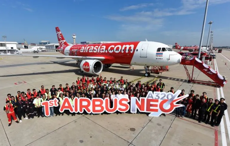 ไทยแอร์เอเชีย ต้อนรับเครื่องบินใหม่ แอร์บัส เอ 320 นีโอ ลำแรกของเมืองไทย ช่วยประหยัดพลังงาน 15% ลดเสียงรบกวน ตอกย้ำการเป็นผู้นำด้านนวัตกรรมอุตสาหกรรมการบิน