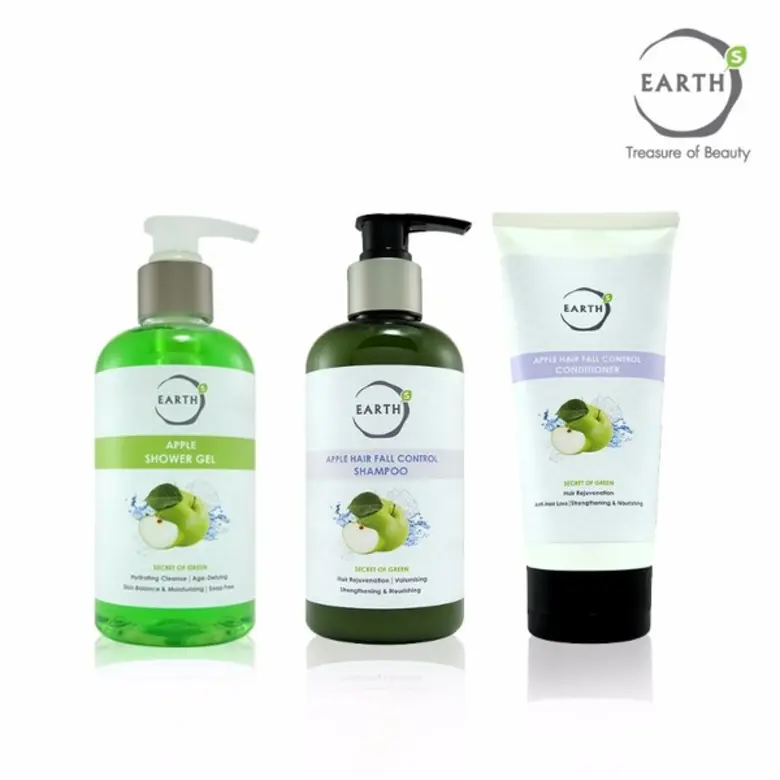 EARTHs - Treasure of Beauty ขอแนะนำกลุ่มผลิตภัณฑ์บำรุงเส้นผม Secret of Green สารสกัดจากเซลล์ต้นกำเนิดของผลแอปเปิ้ล ช่วยบำรุงหนังศีรษะและเส้นผมให้แข็งแรง ลดอาการหลุดร่วง และ เจลอาบน้ำ บำรุงผิวให้อ่อนเยาว์ และแข็งแรง