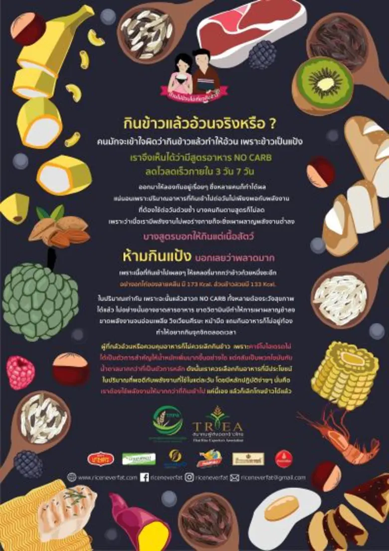 สมาคมผู้ประกอบการข้าวถุงไทยและสมาคมผู้ส่งออกข้าวไทย เชิญชวนประกวดคลิปสั้น 30 วินาทีในหัวข้อ “อ้วนไม่อ้วนไม่เกี่ยวกับข้าว” หมดเขตการส่งผลงานในวันที่ 12 เมษายน 2560