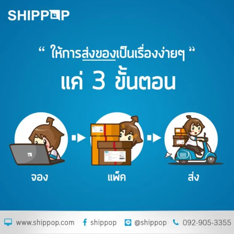 จองขนส่งออนไลน์ผ่าน SHIPPOP “รับของถึงบ้าน” ราคาเพียง30 บาท