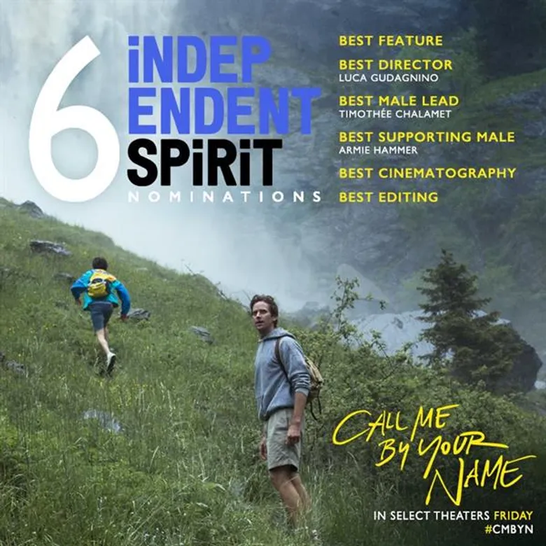 Movie Guide: Call Me By Your Name นำโด่งเวที “อินดี้ สปิริต อวอร์ดส์ เข้าชิง 6 สาขา รวมหนังเยี่ยม-ผู้กำกับ-นักแสดง และผู้กำกับภาพชาวไทย!