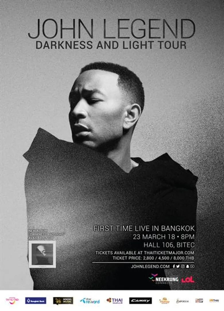 “จอห์น เลเจนด์” ตื่นเต้นนับวันถอยหลัง 23 มีนาคม 2561 ยืนยันขนทุกบทเพลงรัก พร้อมความพิเศษที่สุดไว้ระเบิดในคอนเสิร์ตสุดท้าย ปิดทัวร์คอนเสิร์ต “จอห์น เลเจนด์ ดาร์คเน็ซ แอนด์ ไลท์ ทัวร์” เอเชียในประเทศไทย