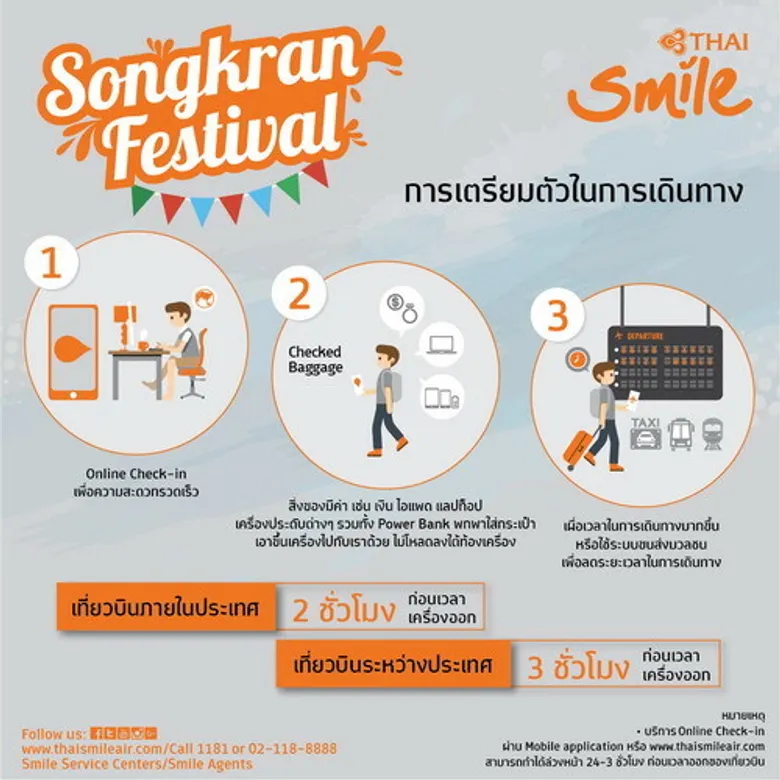 ไทยสมายล์ชวนเตรียมตัวให้พร้อมก่อนการเดินทางในช่วงเทศกาลสงกรานต์