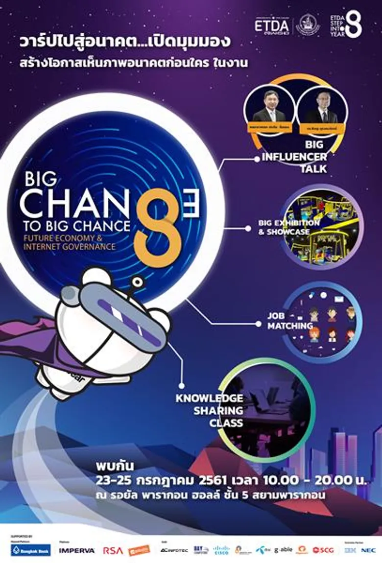 “เอ็ตด้า”ชวนเยาวชนเติมความรู้วาร์ปไปสู่ยุคดิจิทัล วางแผนอนาคตที่งาน ETDA Big Change to Big Chance