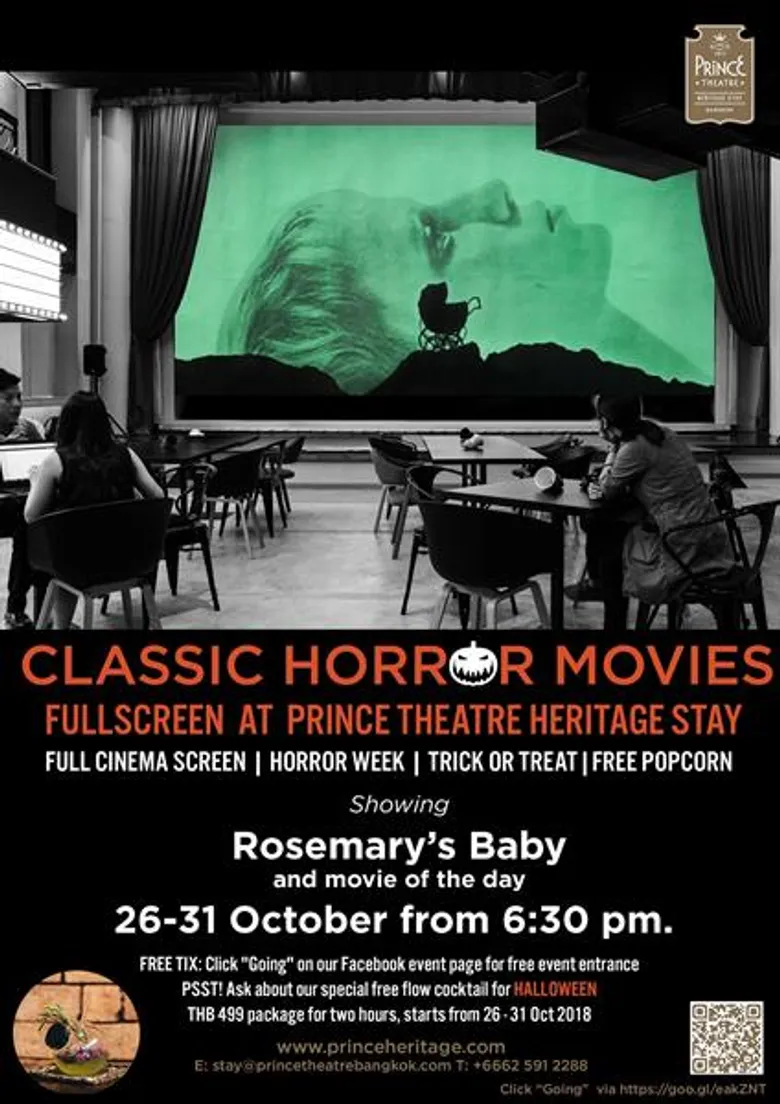 เติมความสยองขวัญแบบคลาสสิค กับหนัง Horror สุดอมตะ เรื่อง Rosemary’s Baby ในบรรยากาศจอเงินแบบดั้งเดิม ณ โรงแรม ปรินซ์ เธียเตอร์ เฮอริเทจ สเตย์