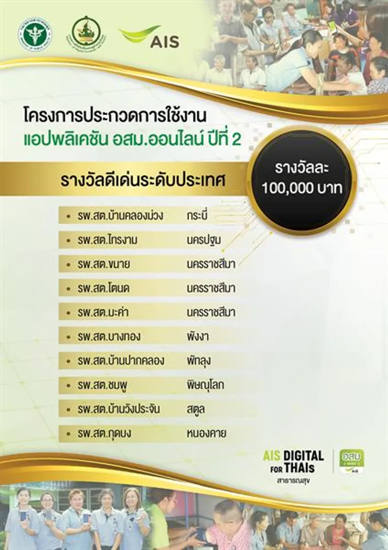 เอไอเอส ตอกย้ำความเป็นผู้นำเทคโนโลยีดิจิทัลด้านสาธารณสุข พร้อมประกาศรางวัลโครงการ “ประกวดการใช้งาน แอปฯ อสม.ออนไลน์ ปีที่ 2”