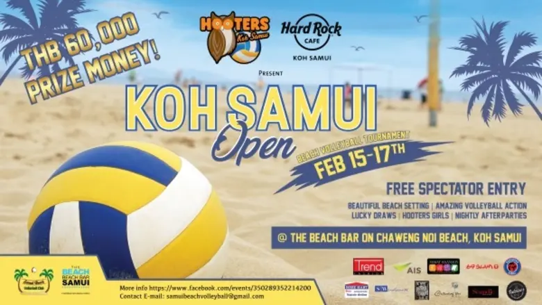 Hooters Asia and Hard Rock Cafe Samui Presents 3rd Annual Koh Samui Open Beach Volleyball Tournament 15 - 17 Feb 2019