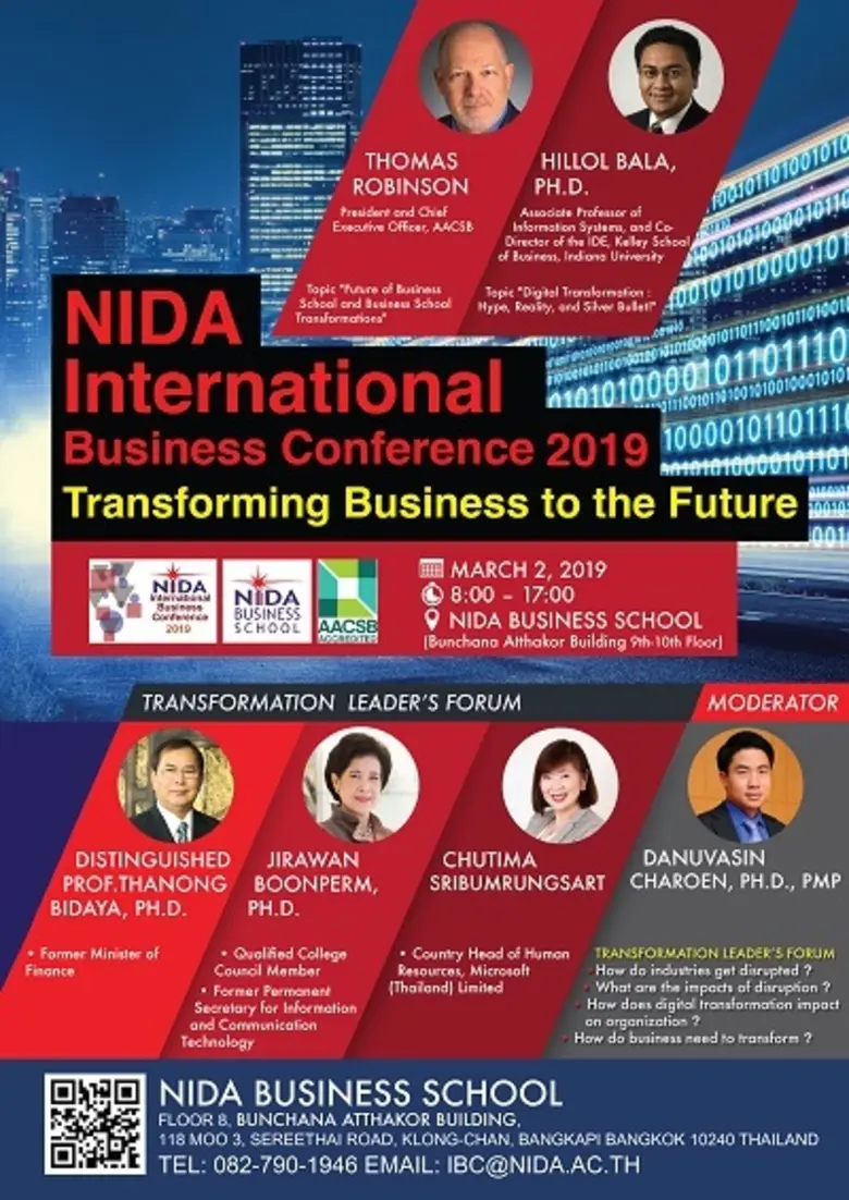 NIDA Business School…จัดงานประชุมวิชาการนานาชาติครั้งที่ 4 ในหัวข้อ “Transforming Business to the Future”