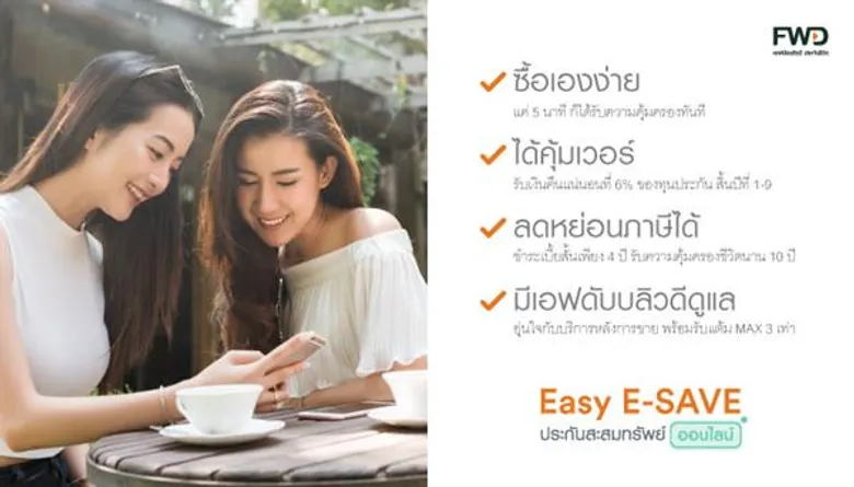 เอฟดับบลิวดี ขายประกันสะสมทรัพย์ Easy E-SAVE ผ่านช่องทางออนไลน์ สมัครง่าย จ่ายปั๊บ รับความคุ้มครองทันที
