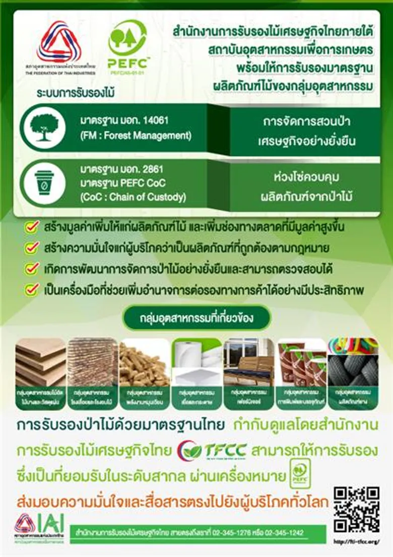 ส.อ.ท. ยกระดับอุตสาหกรรมไม้ไทยสู่มาตรฐานสากล (PEFC) คาดเพิ่มมูลค่าการส่งออกกว่าแสนล้านบาท