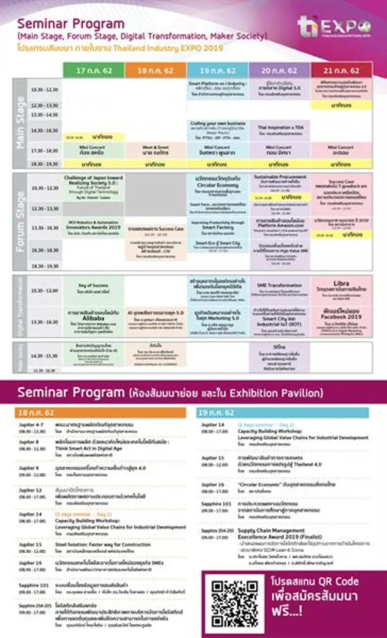 ขอเชิญผู้ประกอบการ SMEs เข้าร่วมกิจกรรมสัมมนาที่งาน Thailand Industry Expo 2019 17-21 กรกฎาคม 2562 ณ อาคารชาเลนเจอร์ 2-3 อิมแพ็ค เมืองทองธานี
