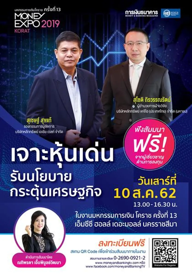 Money Expo Korat 2019 เปิดยิ่งใหญ่ จัดหนักโปรโมชั่นการเงินการลงทุน สัมมนาเจาะหุ้นเด่นรับนโยบายกระตุ้นเศรษฐกิจ