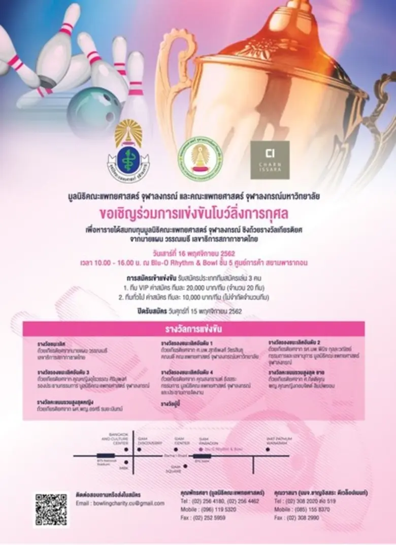 “การแข่งขันโบว์ลิ่งการกุศล” ชิงถ้วยเกียรติยศ จาก นายแผน วรรณเมธี เลขาธิการสภากาชาดไทย