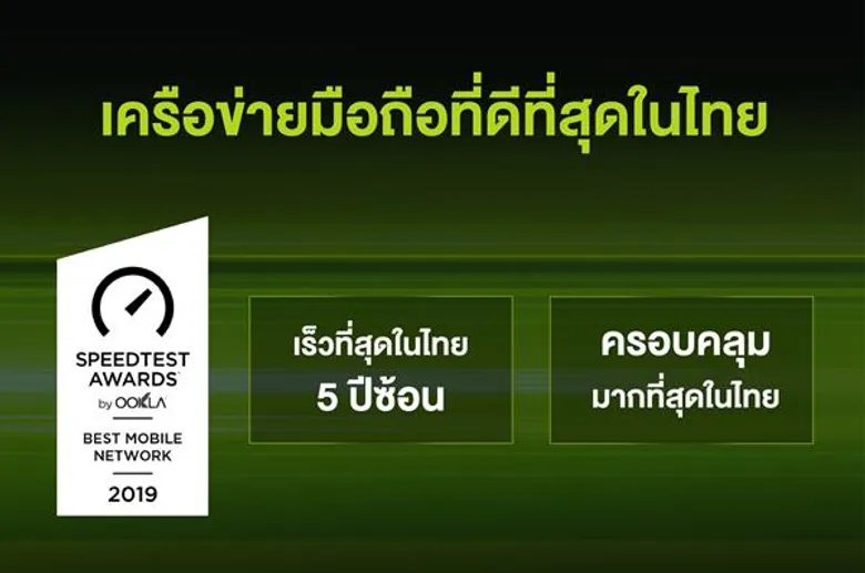 Ookla(R) แอปฯ สปีดเทสระดับโลก เผยผลสำรวจความเร็วเน็ต ครึ่งปีแรก 2019 การันตี AIS เป็นเครือข่ายอันดับ 1 ที่เร็วที่สุดในไทย ทั้งเน็ตมือถือและเน็ตบ้าน