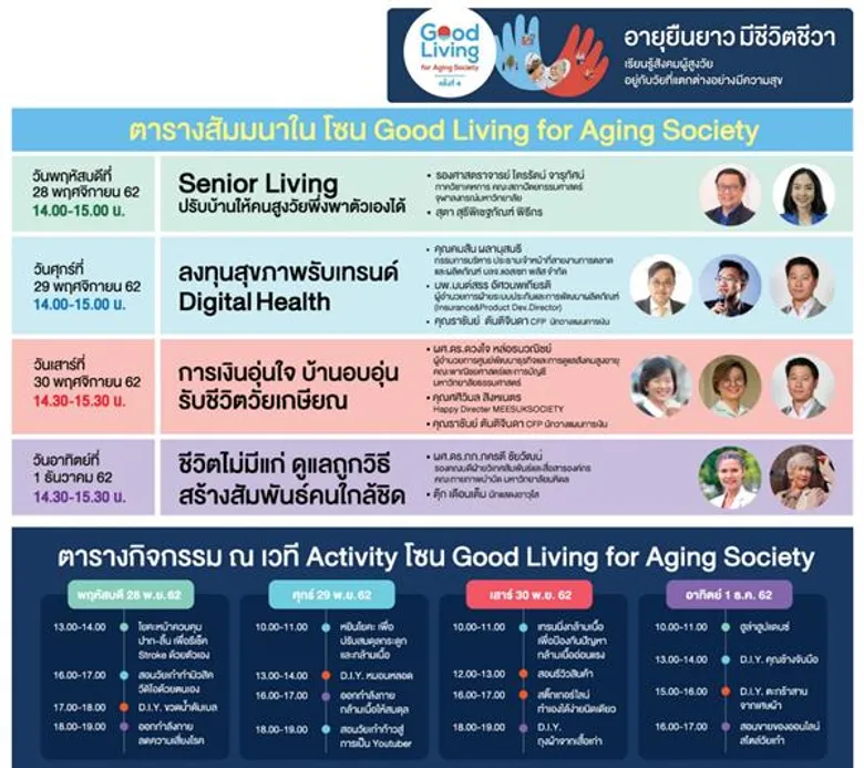 พลาดไม่ได้กับงาน Good Living for Aging Society ครั้งที่ 4 มุ่งส่งเสริมความเข้าใจคนต่างวัยส่งท้ายปี ขานรับสังคมสูงวัยสมบูรณ์