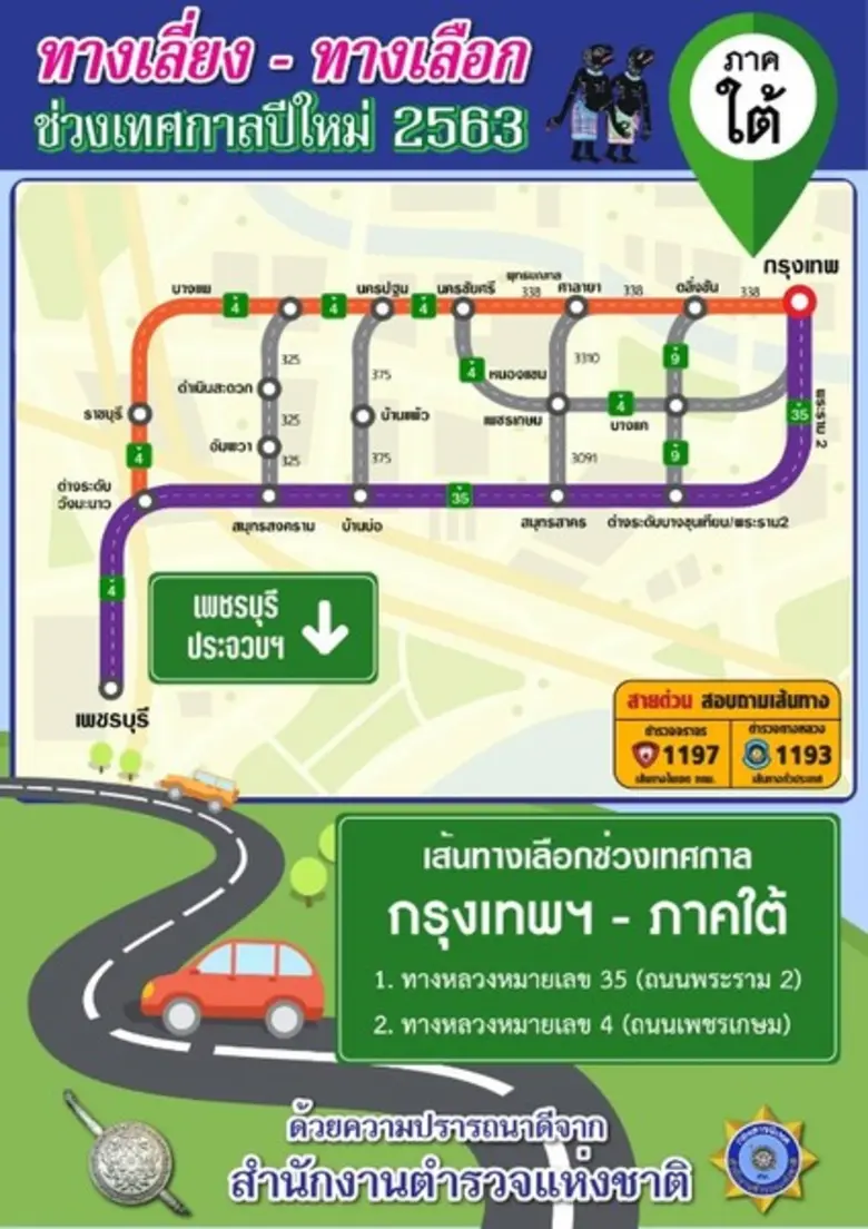 ตร. แนะนำเส้นทาง 4 ภาค เพื่ออำนวยความสะดวกแก่พี่น้องประชาชน