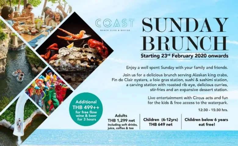 Sunday Brunch at Coast Beach Club& Bistro, Centara Grand Mirage Beach Resort Pattaya