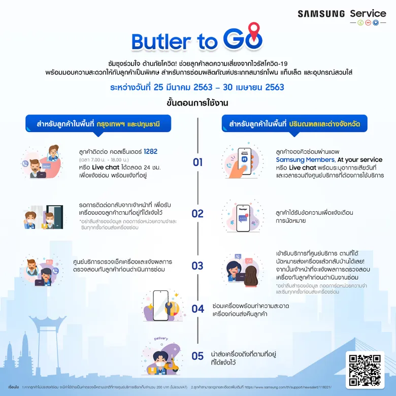 ซัมซุง “ตั้งใจ” ให้บริการ Butler to Go รับ-ส่งเครื่องซ่อมฟรีถึงที่ เตรียมขยายระยะประกัน ย้ำพร้อมให้บริการออนไลน์ตลอด 24 ชั่วโมง