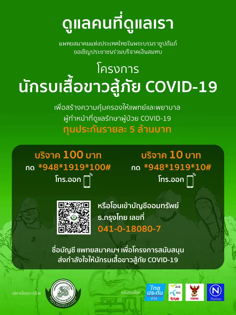 แพทยสมาคมฯ เชิญชวนประชาวไทยสนับสนุนบุคลาก...