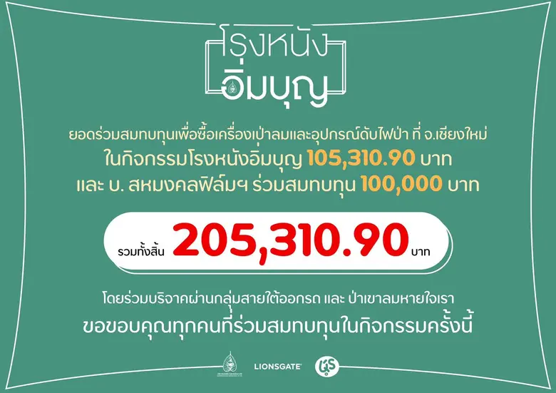ผ่านไปด้วยดีกับกิจกรรม “โรงหนังอิ่มบุญ” ที่ทางสหมงค...