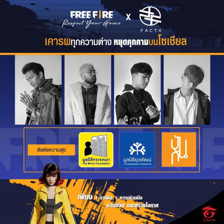 Garena Free Fire เดินหน้าสร้างเสริมสังคมออนไลน์คุณภาพ เปิดตัวแพลตฟอร์มต้าน “Cyberbullying” พร้อมเปลี่ยนพลังบวกบนโลกออนไลน์เป็นคุณค่าคืนสู่สังคม