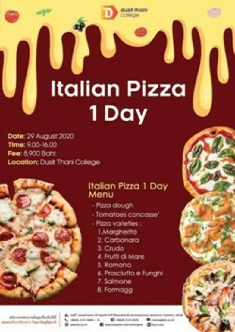 หลักสูตรการทำพิซซ่า8 หน้ายอดนิยม Italian ...