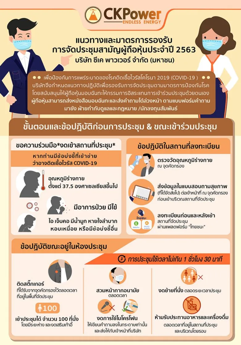 CKP เตรียมจัดประชุมผู้ถือหุ้นแบบ New Normal วันจันทร์ที่ 3 สิงหาคมนี้