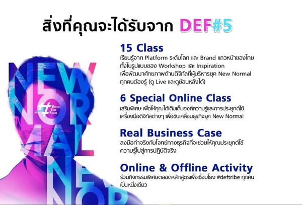 พลาดไม่ได้! DEF หลักสูตรพัฒนาการใช้สื่อดิจิทัลเชิงสร้างสรรค์ หลักสูตรด้านดิจิทัลเพื่อการทำธุรกิจยุคหลัง COVID