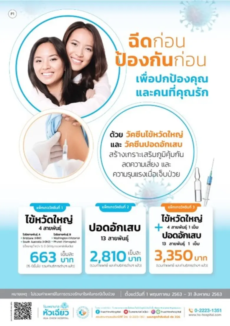โรงพยาบาลหัวเฉียว จัดแพ็กเกจวัคซีนเพื่อสร...