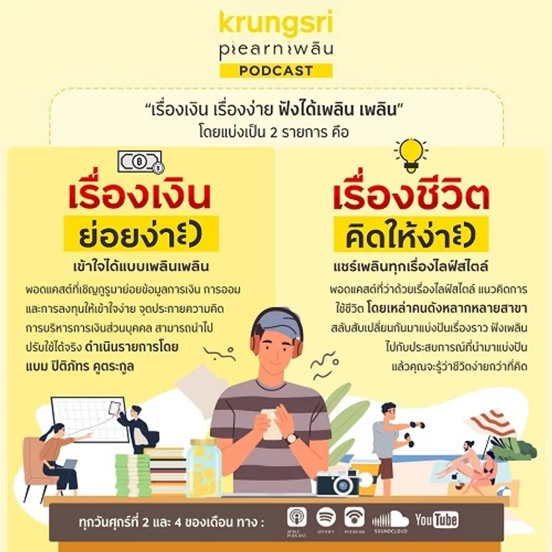 กรุงศรีมุ่งมั่นแบ่งปันความรู้ทางการเงิน เปิดตัว “Krungsri Plearn เพลิน PODCAST”