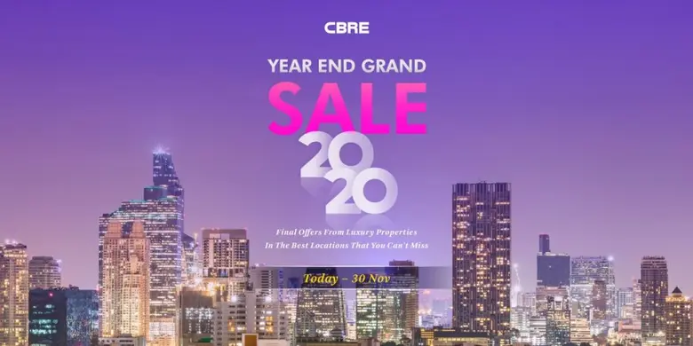ซีบีอาร์อีจับมือ 12 โครงการชั้นนำจัดแคมเปญส่งท้ายปี  CBRE Year End Grand Sale 2020