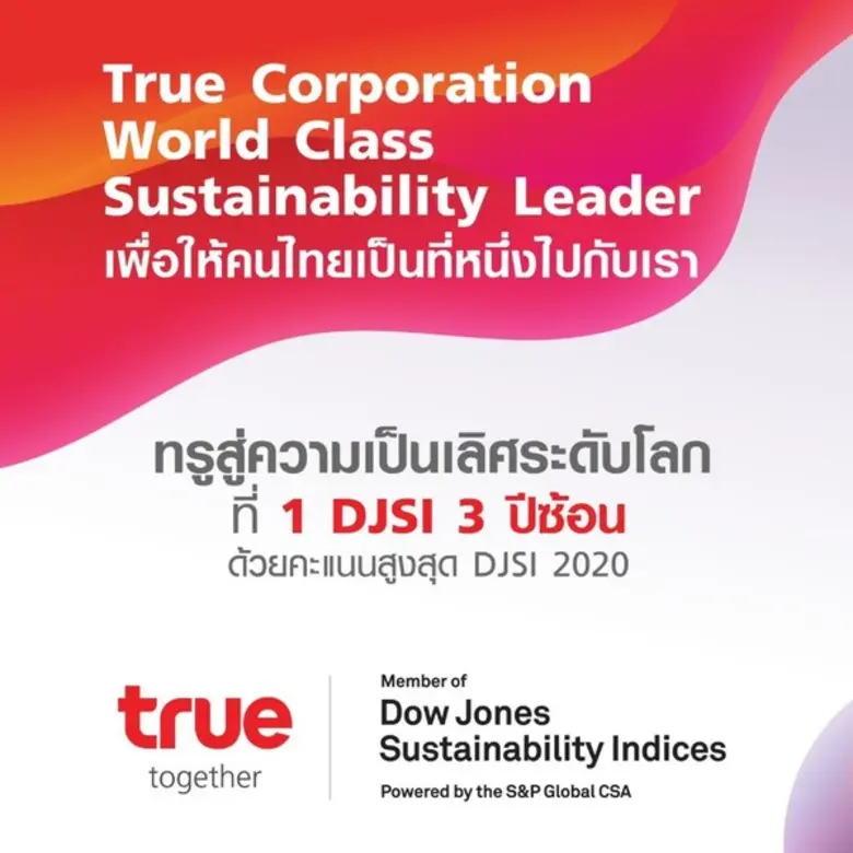 ประกาศผล DJSI ทรูได้คะแนนสูงสุดของโลก (World Indust...