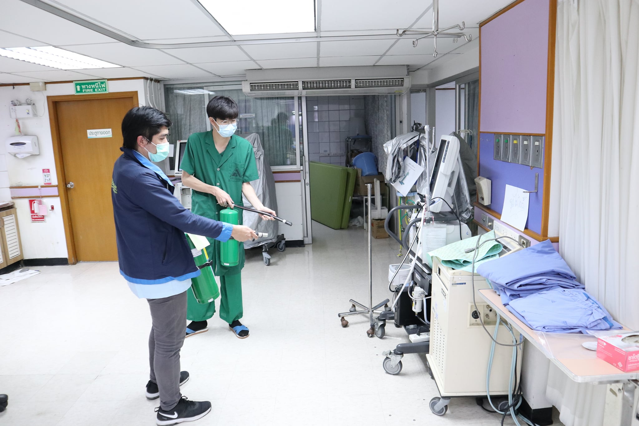 รพ.ลานนา ซ้อมแผนอพยพหนีไฟเบื้องต้น แผนก ICU 1