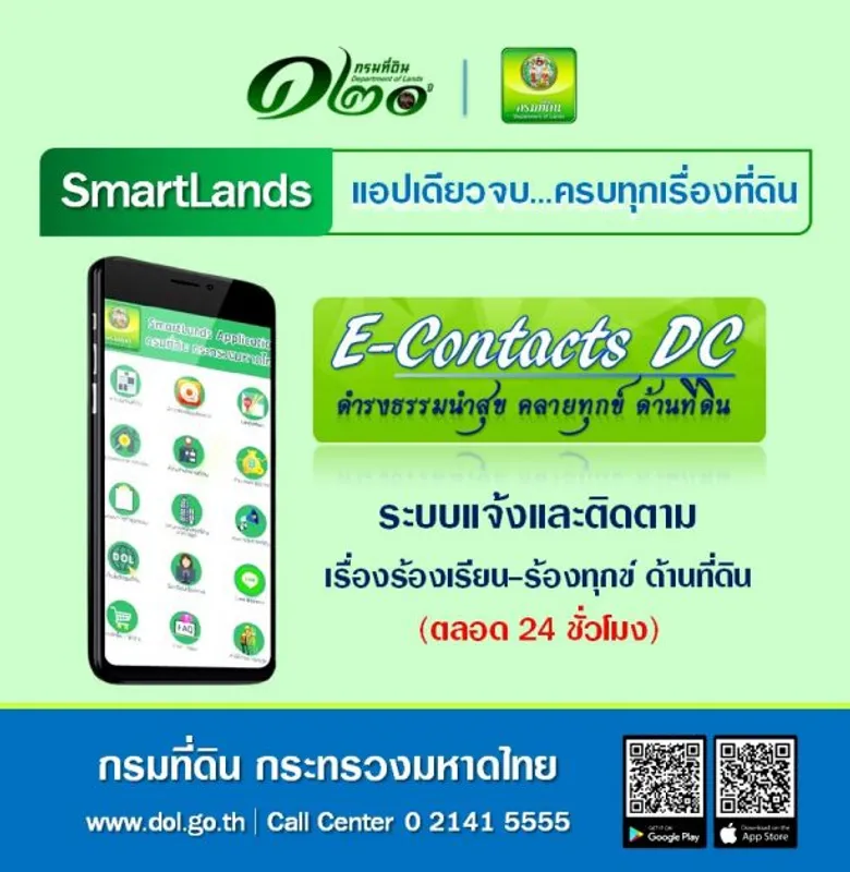 กรมที่ดิน เปิดช่องทางรับเรื่องร้องเรียนผ่านแพลตฟอร์มออนไลน์ SMARTLANDS Application "ชูนโยบายโปร่งใส ตรวจสอบได้"