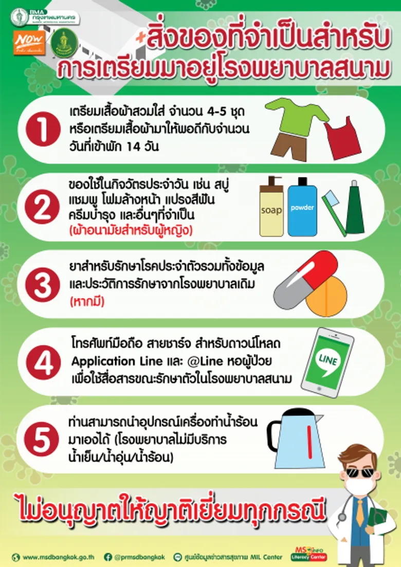 เคร่งครัดมาตรการดูแลผู้ป่วยโควิด-19 ระหว่างพักรักษาตัวในโรงพยาบาลสนามของ กทม.