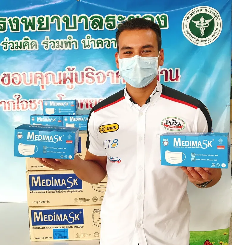 แซนดี้สั่งผลิตหน้ากากอนามัย 3,000 ชิ้น เพื่อมอบให้บุคลากรทางการแพทย์ จ.ระยอง