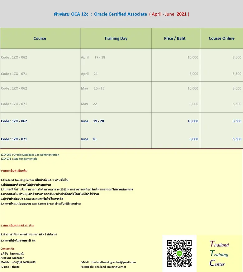 เปิดติวข้อสอบ OCA 12c เพื่อสอบใบเซอร์ Oracle Certified Associate ประจำเดือน มิถุนายน 2564