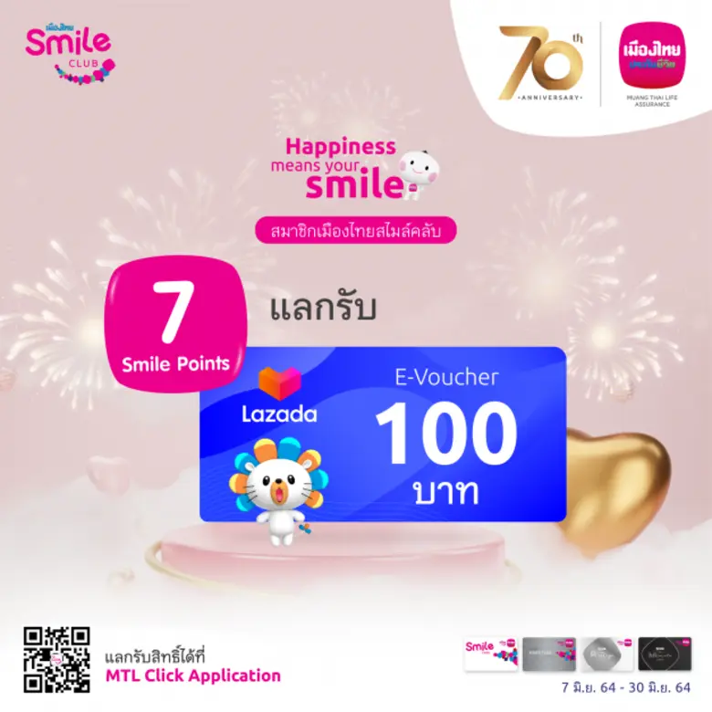 เมืองไทยประกันชีวิต จัดกิจกรรมสุดพิเศษผ่านโครงการ "ครบรอบ 70 ปี เมืองไทยประกันชีวิต สิทธิพิเศษ Lazada 2021"