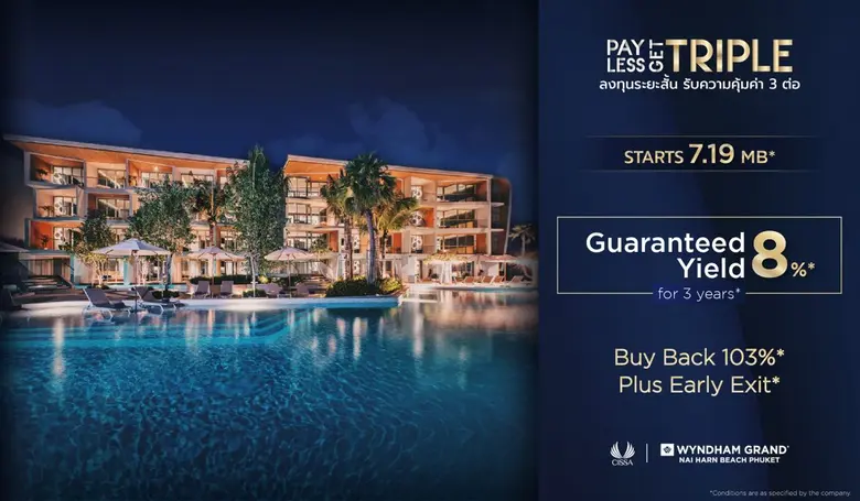"ซิซซา กรุ๊ป" อัดโปรเด็ด "Pay Less Get TRIPLE"  โครงการ "วินแดม แกรนด์ ในหาน บีช ภูเก็ต" กระตุ้นนักลงทุน "คัมแบ็ค"