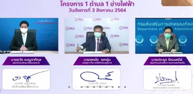 สพร. 7 อุบลฯ ร่วมประชุมลงนามออนไลน์สร้างความร่วมมือ 1 ตำบล 1 ช่างไฟฟ้า