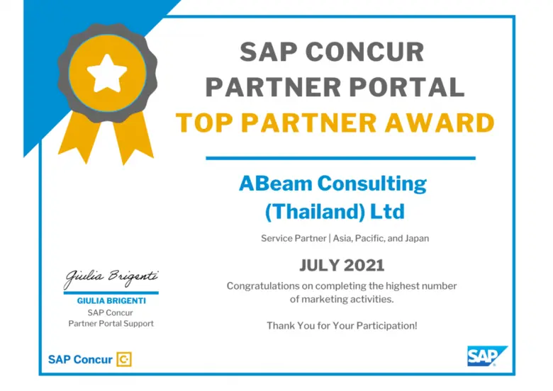 SAP Concur recognizes ABeam as a Top Partner