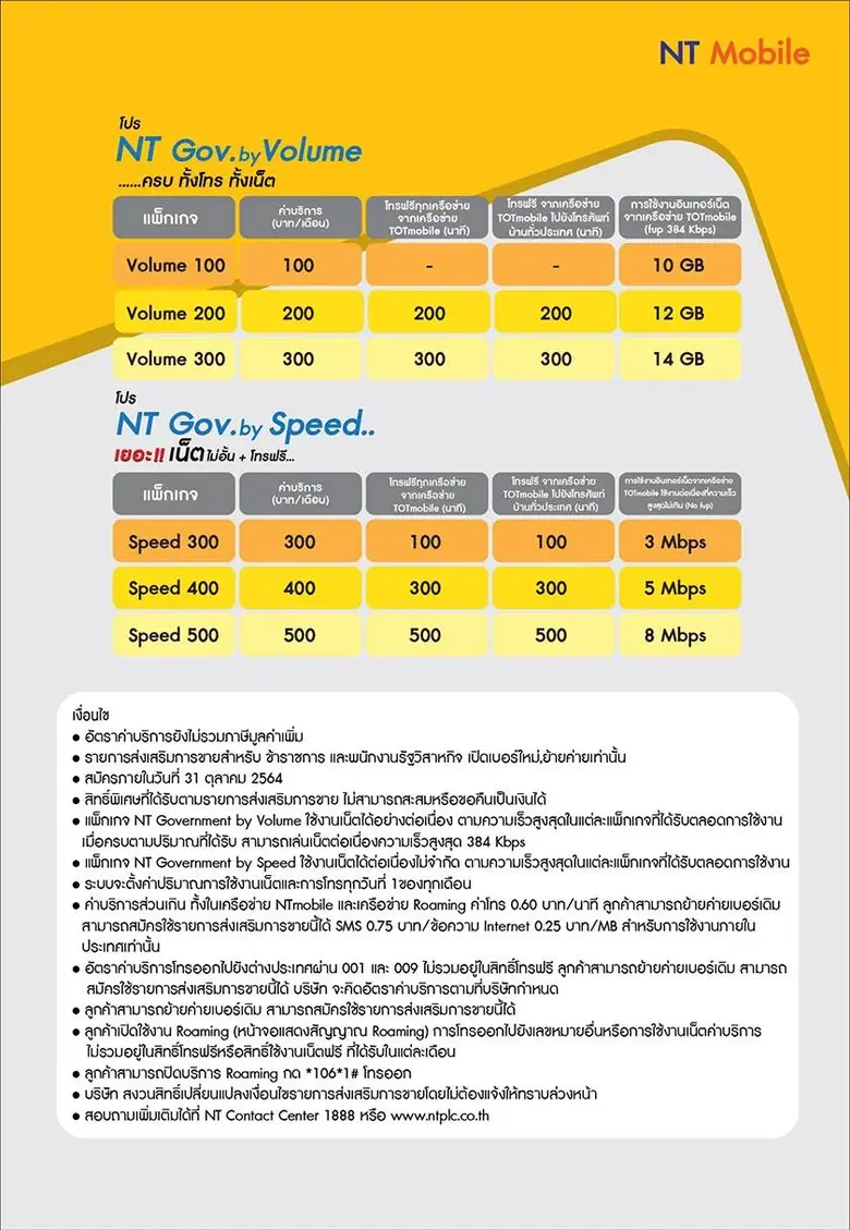NT Mobile จัดโปรพิเศษครบทั้งโทร ทั้งเน็ต เพื่อข้าราชการและรัฐวิสาหกิจ