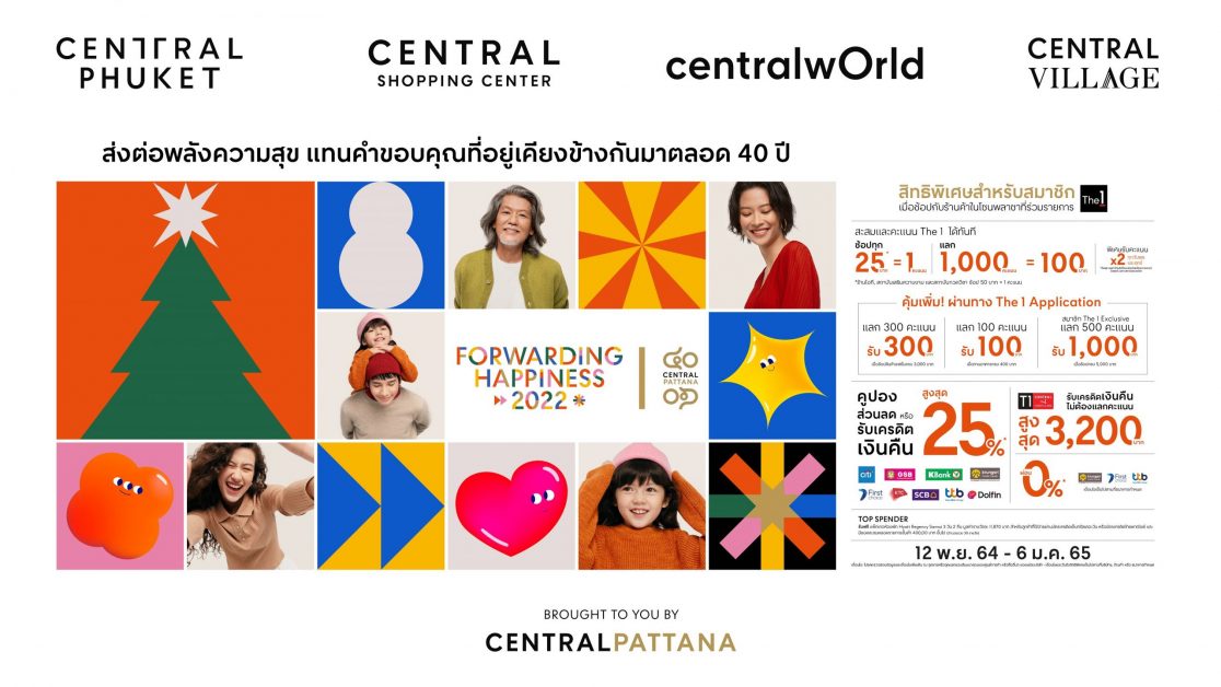 เซ็นทรัลพัฒนา เดินหน้าขับเคลื่อนประเทศ ตอกย้ำไทยเป็นแลนด์มาร์กระดับโลก อัดงบการตลาด 400 ล้านบาทตลอดไตรมาส 4 พร้อมเปิดแคมเปญ Forwarding Happiness 2022