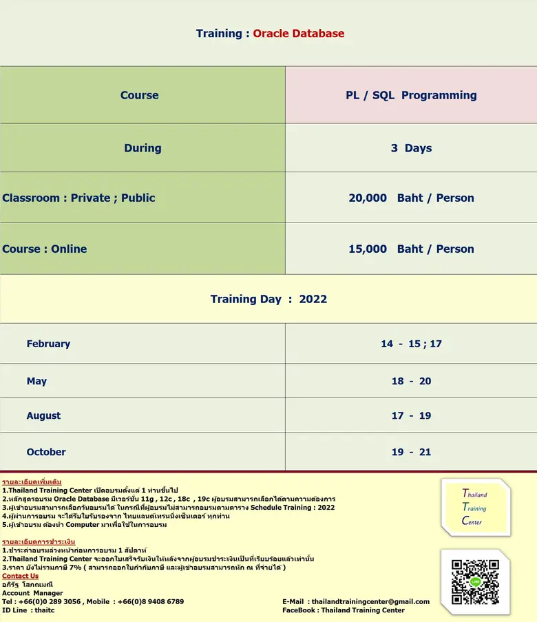 เปิดอบรมหลักสูตร Oracle Database : PL/SQL Programming