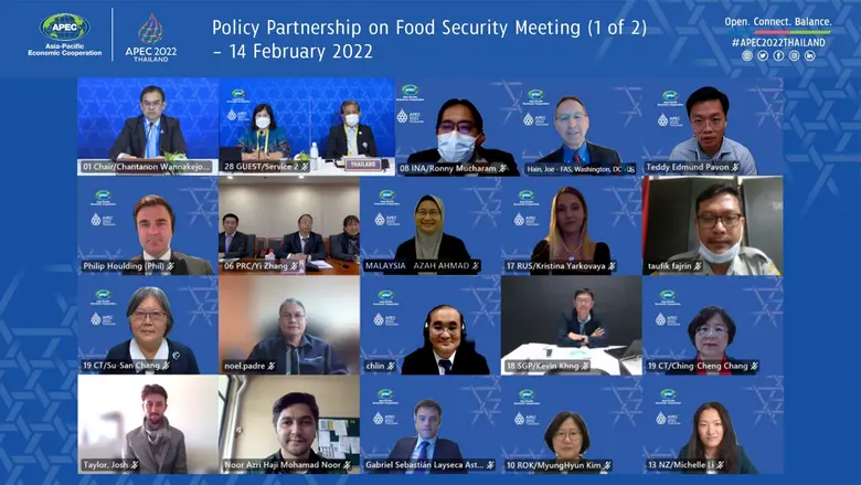 เปิดฉากไทยเจ้าภาพเอเปค ปี 65  สศก. จัดประชุม PPFS และคณะทำงานร่วม PPFS - OFWG  ชูแนวทางของไทย 'OPEN CONNECT BALANCE' พร้อมผลักดันความมั่นคงอาหารและระบบเกษตร ด้วยนโยบาย 3S และ BCG Model