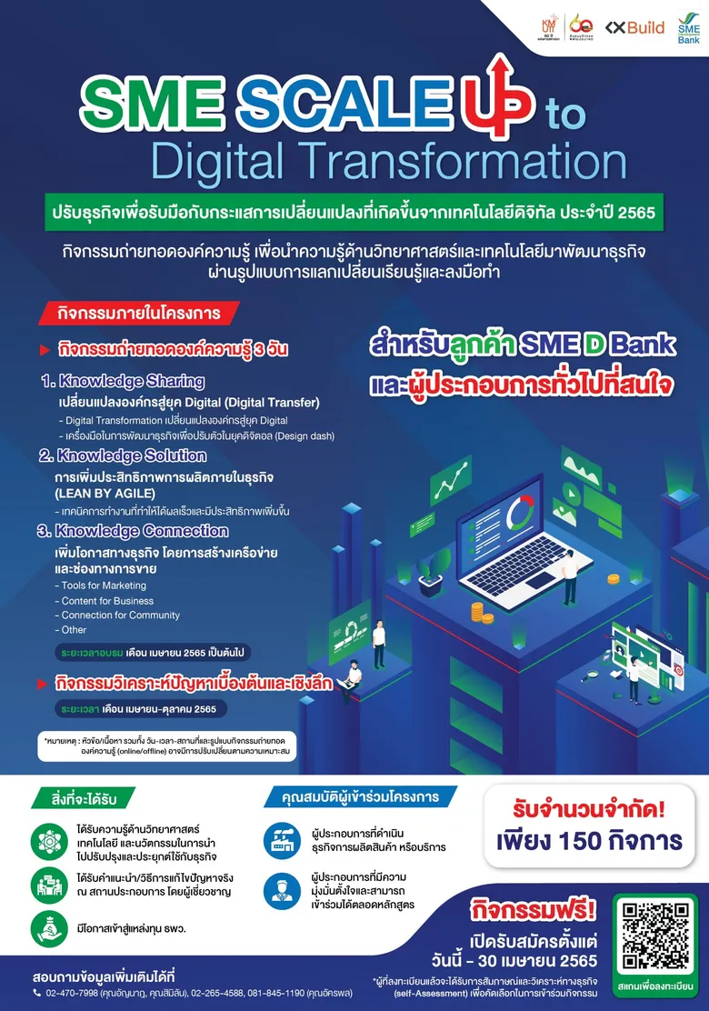 SME D Bank จับมือ มจธ. เติม 'เทคโนโลยี-นวัตกรรม' เสริมแกร่งเอสเอ็มอีไทย เดินหน้าโครงการ Scale Up ปี 4 ยกระดับเติบโตยั่งยืนตามแนวทาง BCG Model